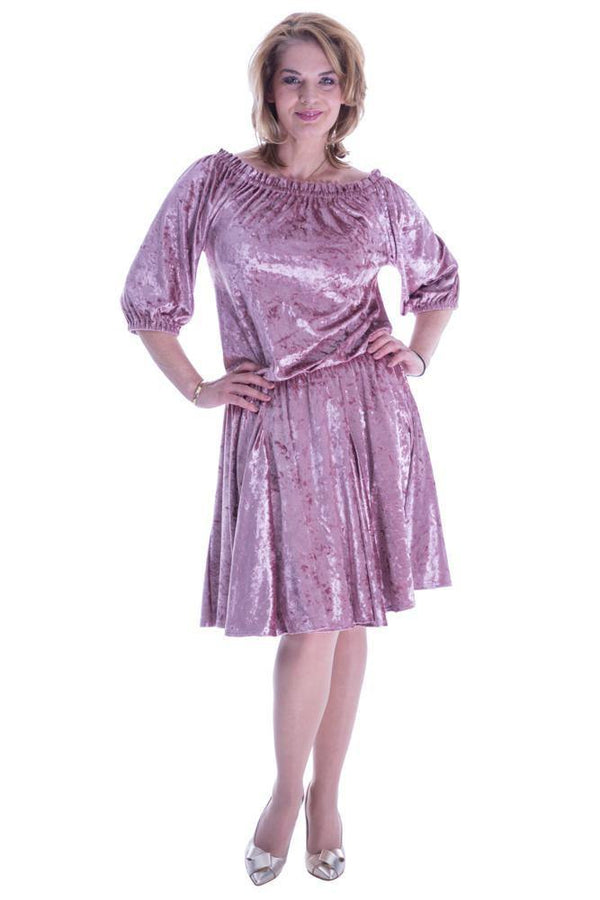 Rochie catifea roz prafuit  Liza Panait Liza Panait Online Boutique